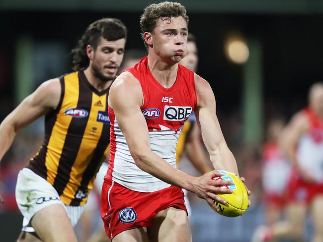 Sydney's Will Hayward on burst against Hawthorn at the SCG last month. Picture. Phil Hillyard