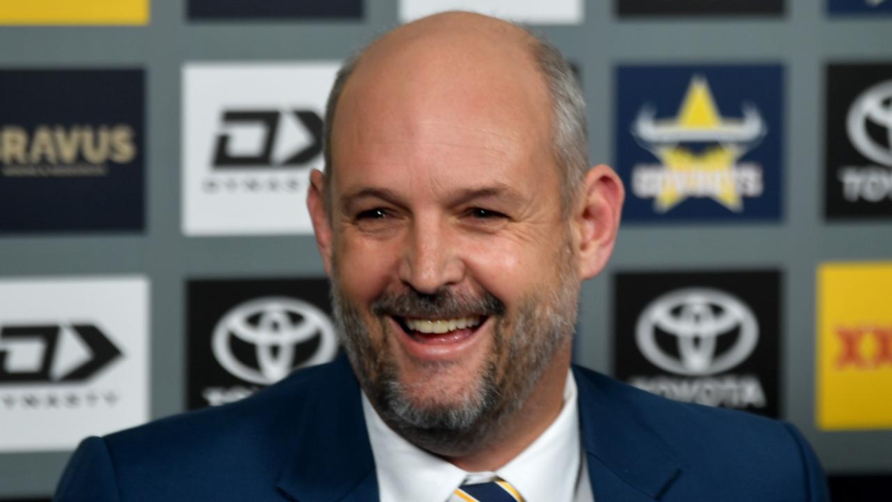 NQ Cowboys CEO Jeff Reibel at a press conference announcing the club’s successful NRLW bid. Cowboys officials have declined to comment on a potential move to Cairns. Picture: Evan Morgan