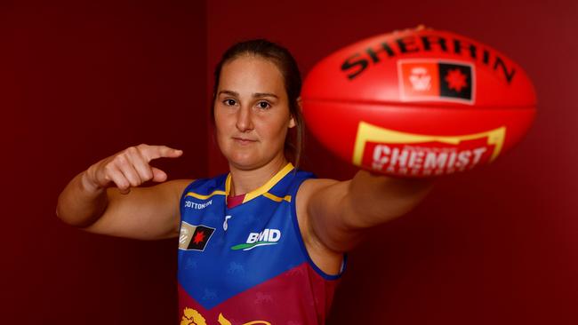 Breanna Koenen of the Lions poses during the Brisbane Lions AFLW 2024 Official Team Photo Day at Brighton Homes Arena on July 08, 2024 in Brisbane, Australia. (Photo by Michael Willson/AFL Photos)