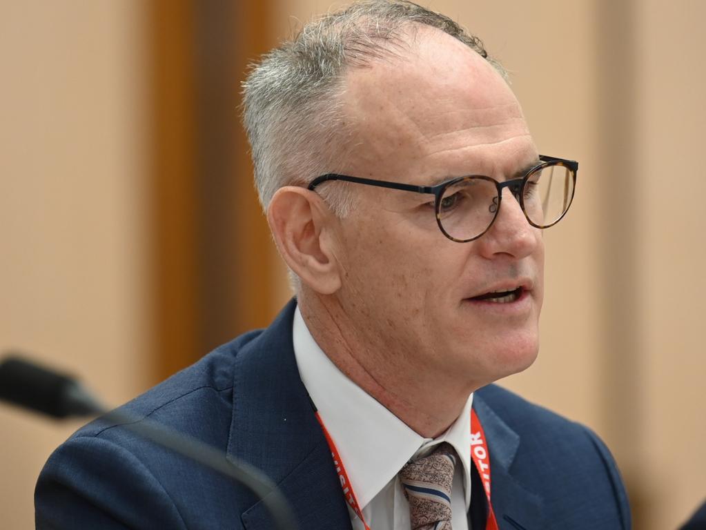 Michael Miller, Executive Chairman at News Corp Australia at the Social Media Conduct Hearings at Parliament House in Canberra. Picture: NewsWire/ Martin Ollman