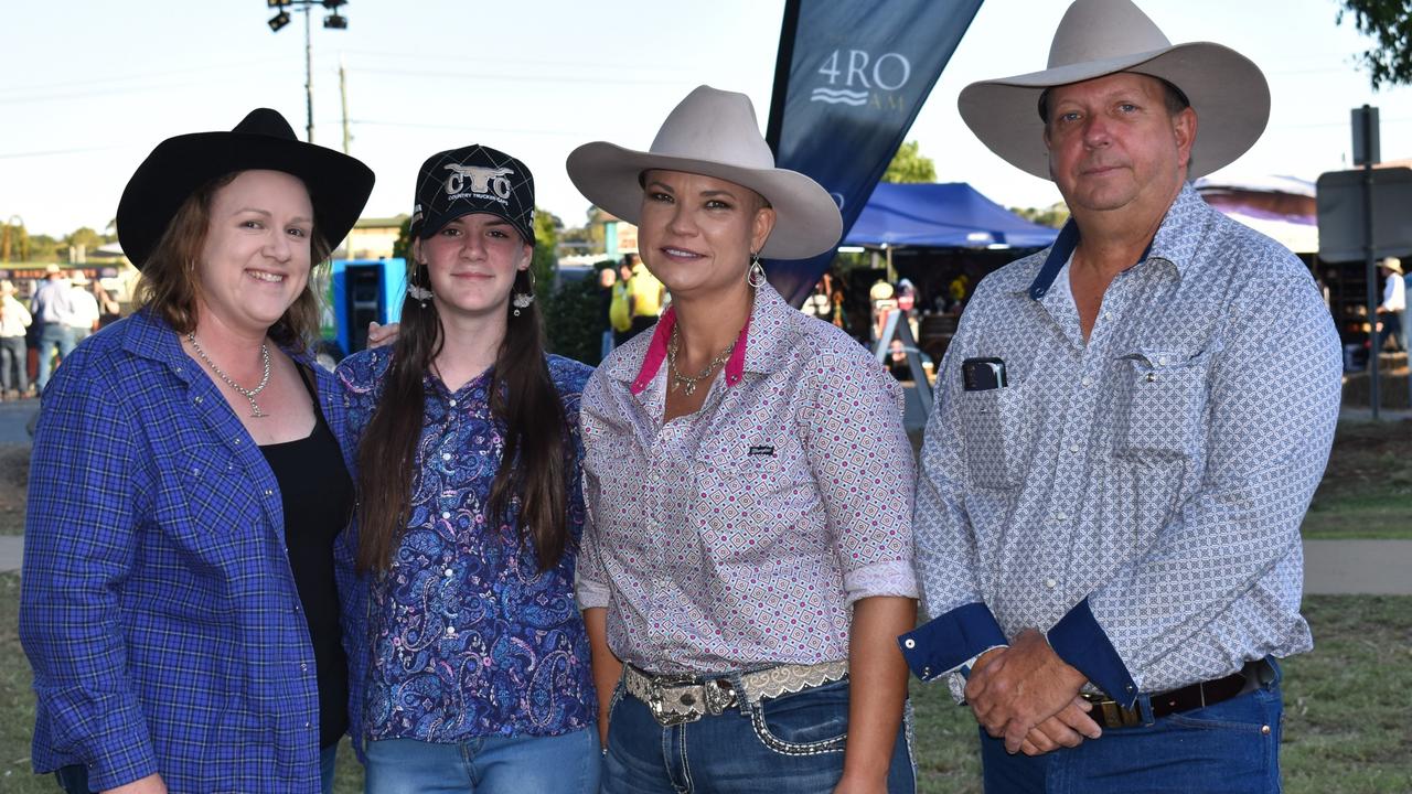 Tara Spotswood, Natasha Spotswood, Cassie Newby and Owen Buckle at the Ariat APRA National Finals Rodeo at Gracemere CQLX, Saturday, November 12, 2022.