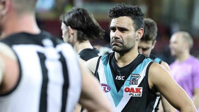 Port Adelaide’s Lindsay Thomas has announced his retirement from the AFL. Picture: SARAH REED