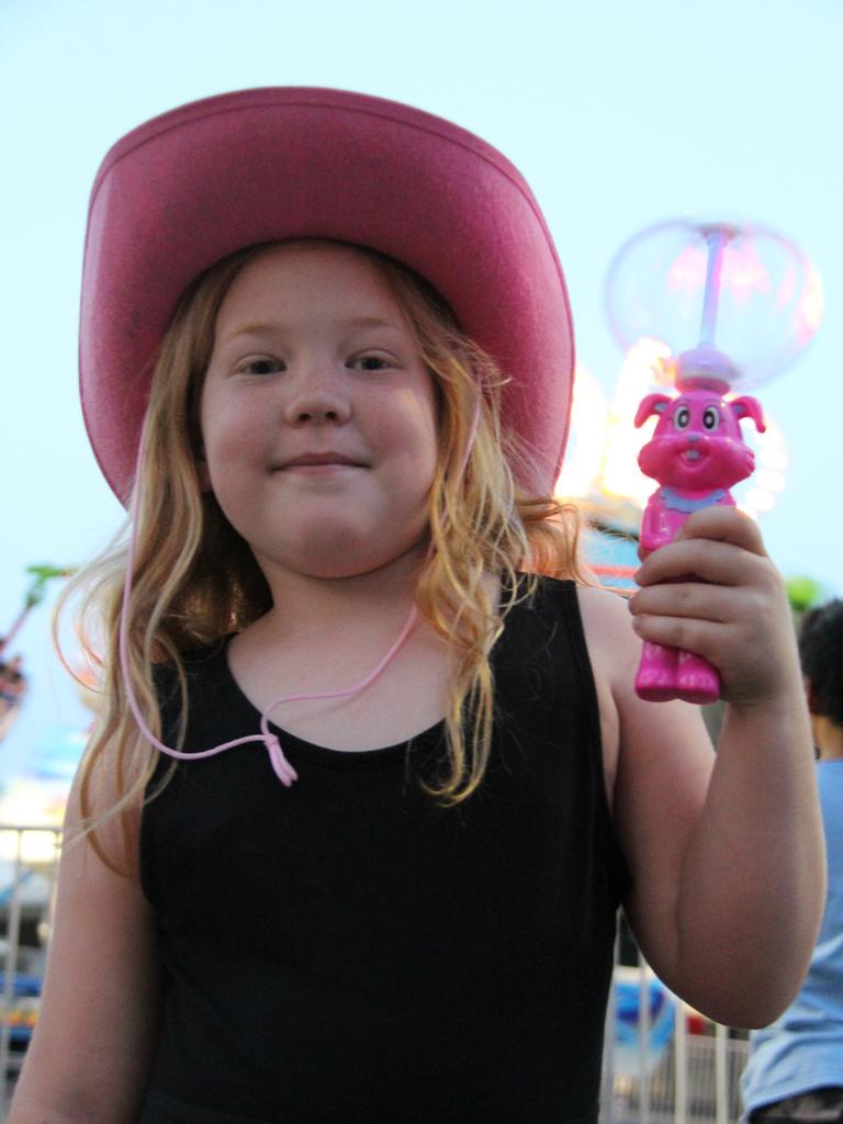 <p>8-year-old Cooper Haig got into the Rodeo spirit at the Mardi Gras on Friday night. Photo: Erin Smith / Warwick Daily News</p>