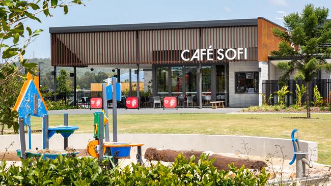 Cafe Sofi overlooks a playground and the attached Leisure Centre pool.