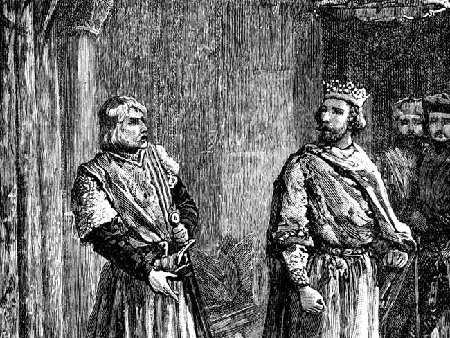 History: A 19th century illustration showing Simon de Montfort (left) arguing with King Henry III