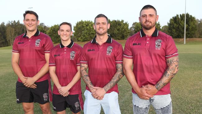 Nerang Bulls Team of the Decade reunion. L-R Tom Bird 11, Will Bird 9, Bryce Chapman 10 and Dane Chapman 12. Pic Mike Batterham