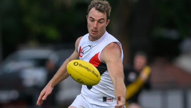 South Belgrave’s Tim Smith booted four goals. Picture: Leesa Clarkson