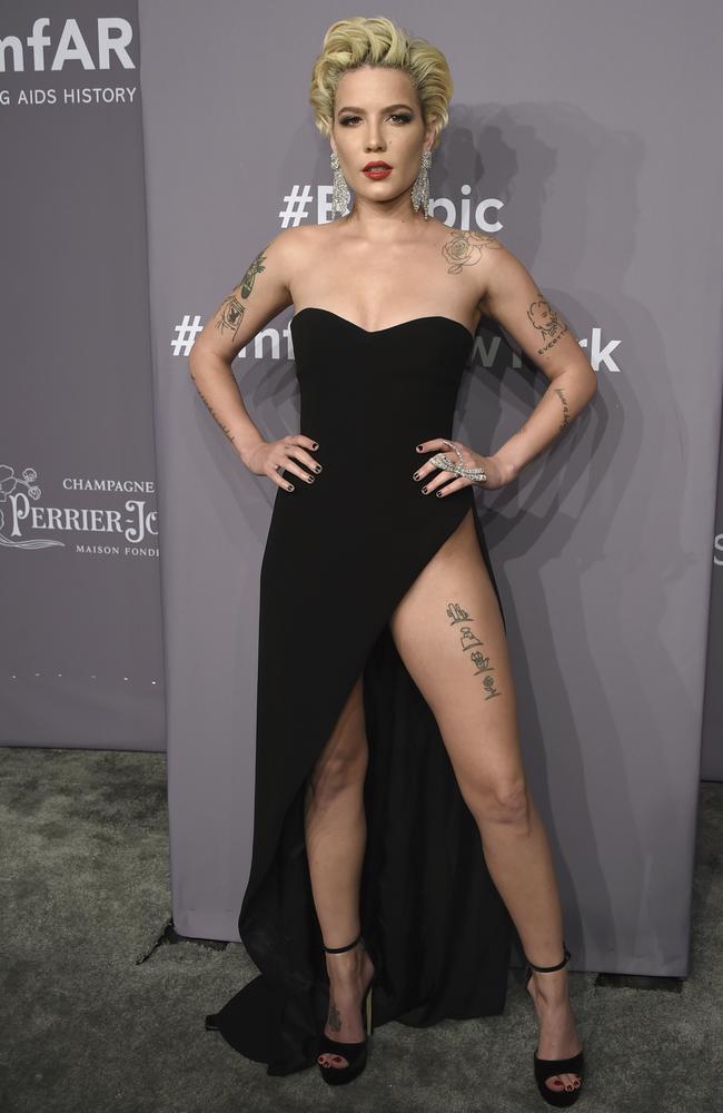 That’s a lotta leg, Halsey. Picture: AP