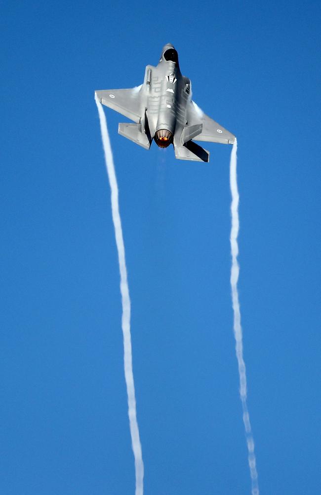 An Australian F-35 is put through its paces during the Avalon Airshow on March 3, 2017. Picture: Scott Barbour / Getty