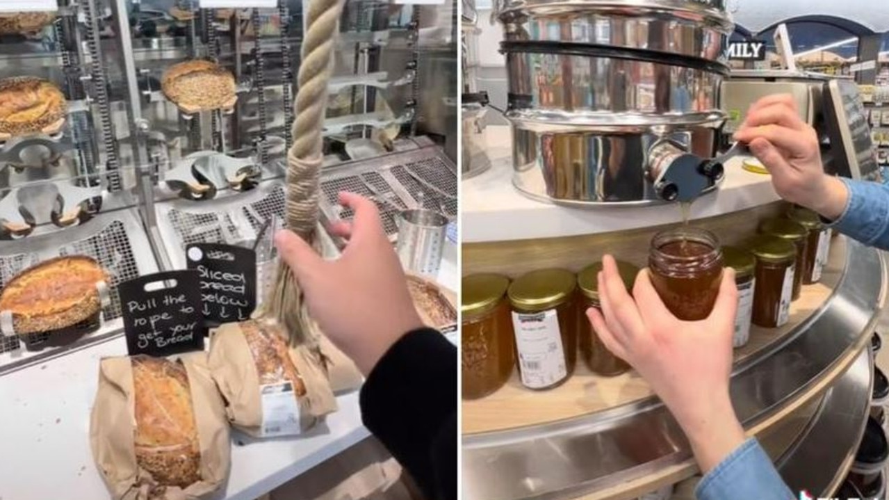 A bakery with a rope to collect your bread and honey on tap. Picture: Tik Tok / @adrianwidjy