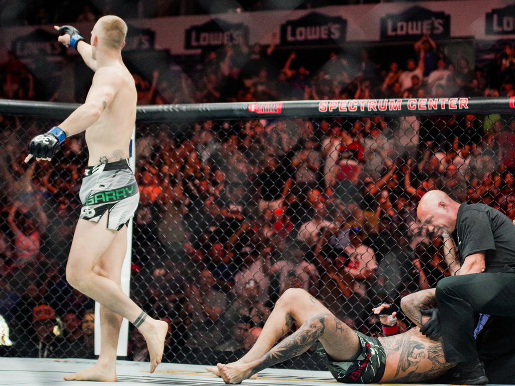 Garry celebrates after stopping Daniel Rodriguez in the first round in May. Picture: Matt Davies/PxImages/Icon Sportswire/Getty Images