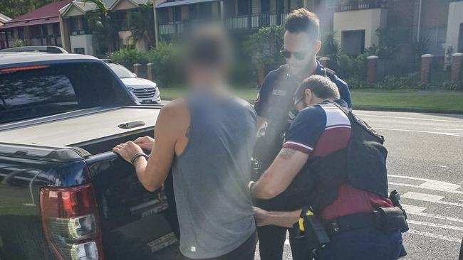 Faulks being arrested on the Gold Coast earlier this year. Picture: NSW Police