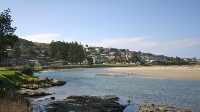 The Crooked River meets the ocean at Gerroa, near Gerringong and Medich’s property, on NSW South Coast.