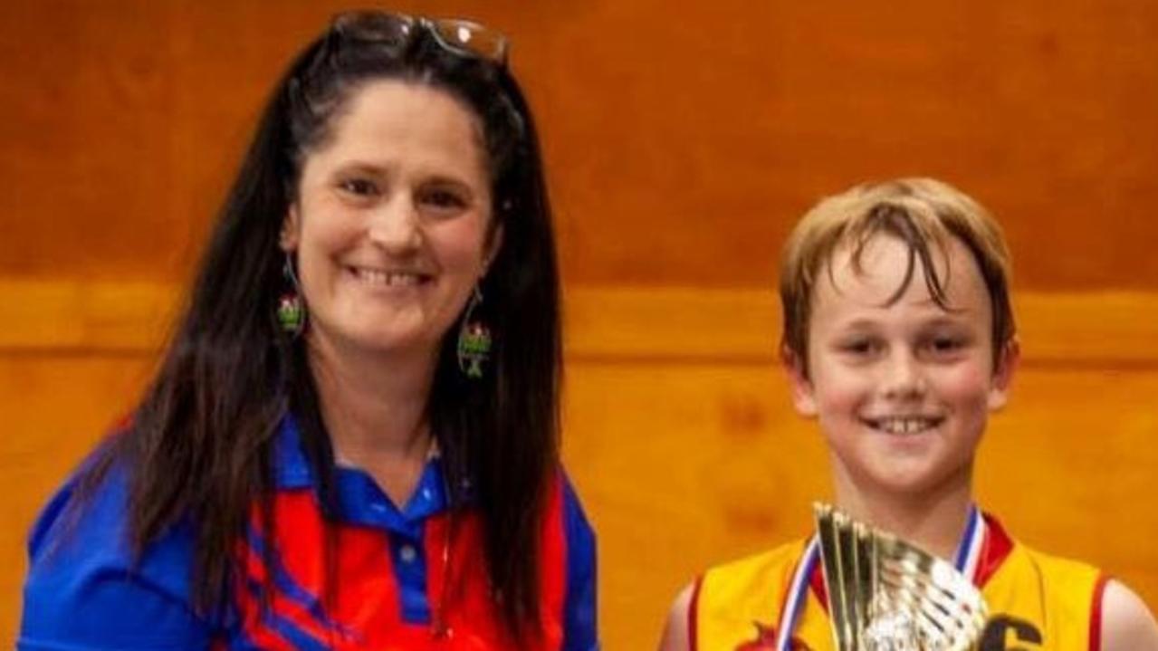 Amanda Dibsdale-Godwin and her son Benjamin at the Gympie Grandfinal on December 21, 2021.