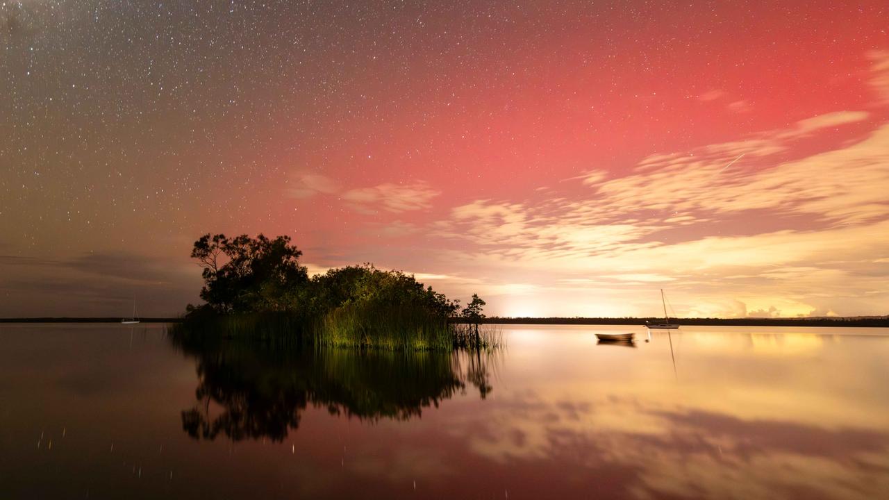 The aurora australis from Lake Cootharaba, Noosa. Picture: George Berg Photography