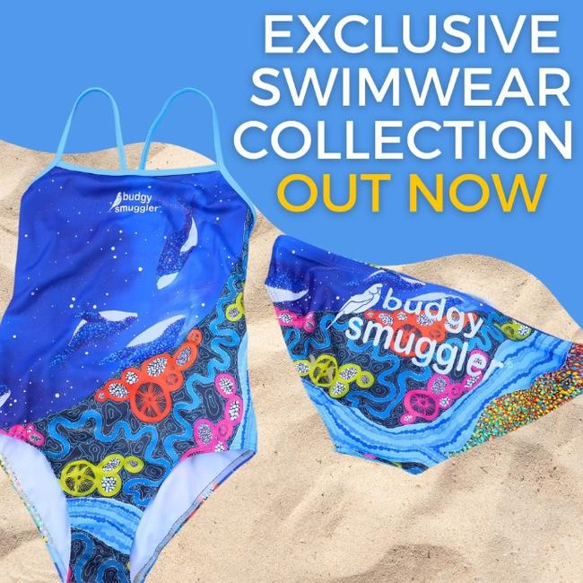 The limited edition Royal Far West swimming costume range on sale by Budgy Smuggler.