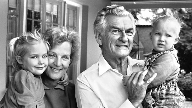 Bob and Hazel with their grandchildren Sophie, five, and Ben, 14 months, in 1994. Picture: News Corp Australia