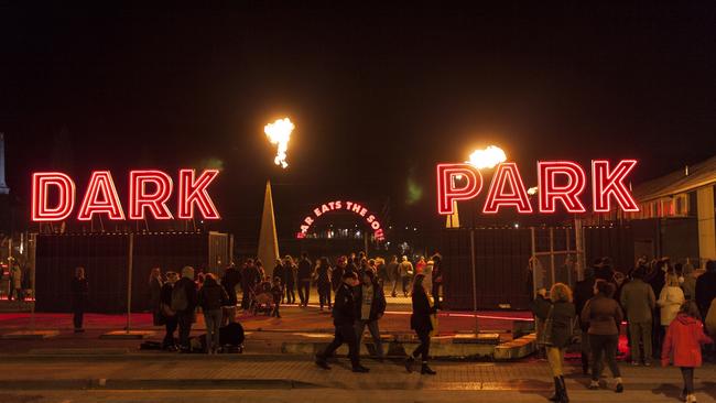 Dark Park at Macquarie Point in Hobart has been the hub of Dark Mofo, directed by Leigh Carmichael, for the past two years. Picture: MONA