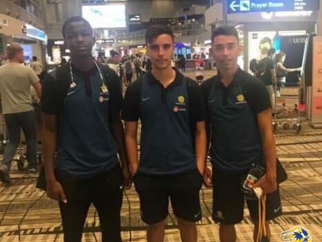 SA’s Australian under-16 schoolboy representatives Yusuf Ahmed, Rian del Nido and Louis Lattanzio-Lawrie. Picture: Supplied