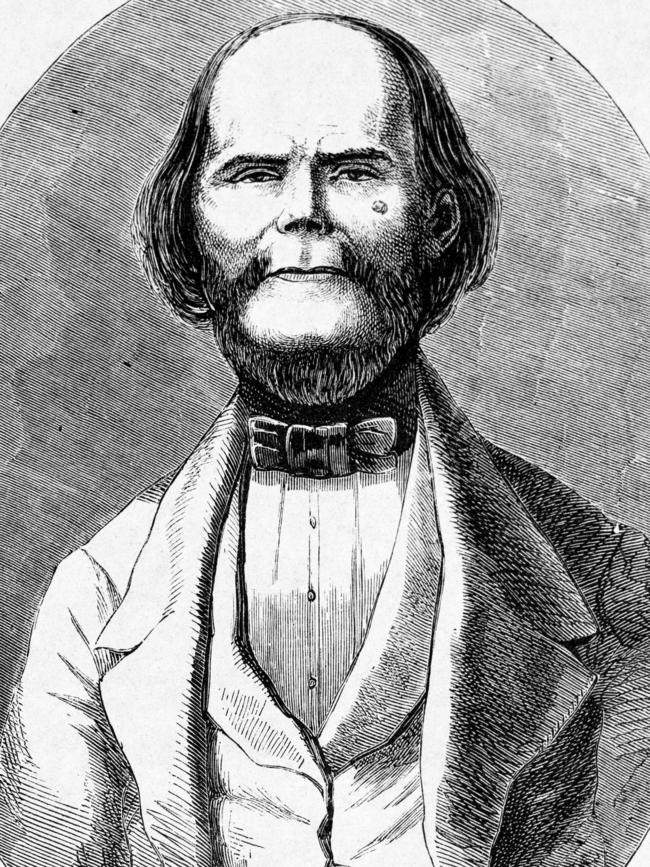 A wood engraving of William Buckley from 1857, at which point he’d been dubbed the “Wild White Man”. Picture: State Library of Victoria