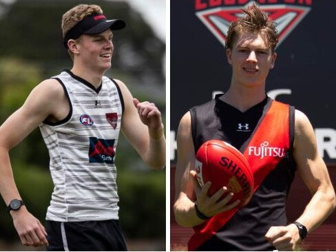 Essendon draftees Cody Brand and Josh Eyre. Pictures: Essendon FC