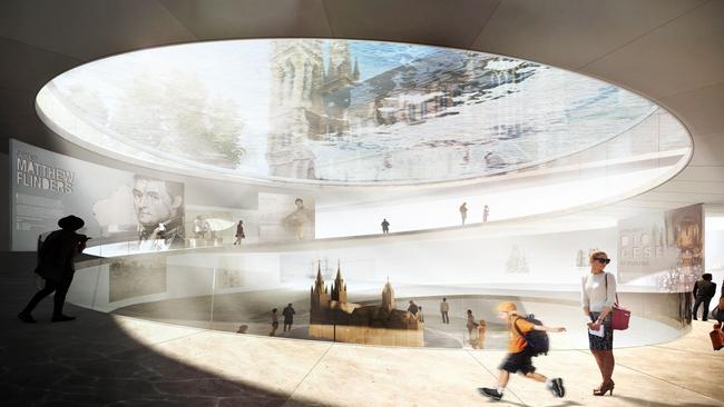 A concept image of the underground visitor centre in the proposed redevelopment of St Peter's Cathedral in North Adelaide. Supplied: Anglican Diocese of Adelaide