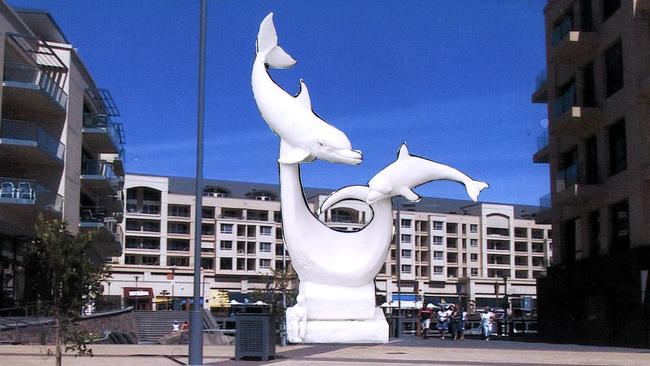 A dolphin statue proposed in 2003 by sculptor Ben van Zetten as a gift to Holdfast Bay Council but rejected by the council.
