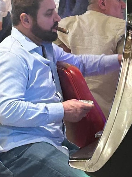 Wanted property developer Jean Nassif spotted on Monday night 8 April 2024, local time gambling at a casino in Lebanon, surrounded by 4 security guards. Photo: Supplied