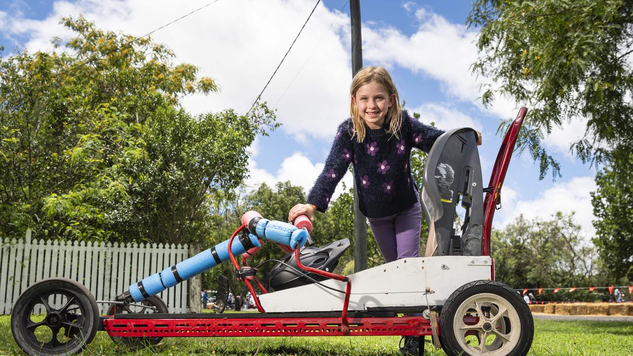 Vivien Buchan is ready to race in the Greenmount Billy Kart Challenge, Saturday, November 23, 2024. Picture: Kevin Farmer