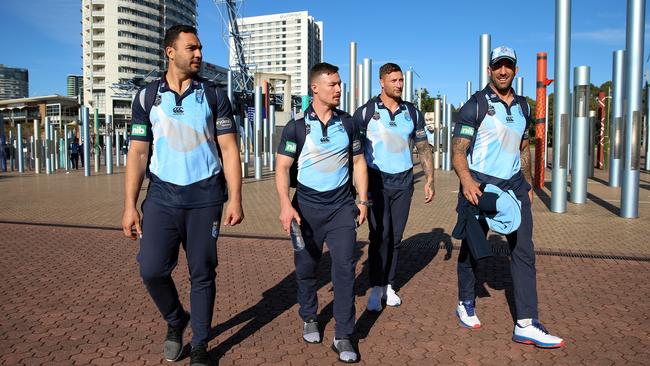 The Blues try out the pre-Origin track. (Sam Ruttyn)