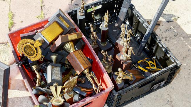 Trophies were damaged in the deliberately-lit fire. Picture: AAP / Brenton Edwards