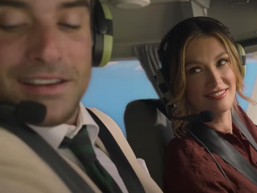 Goodrem plays a sassy seaplane pilot in Love Is In The Air. Picture: Netflix