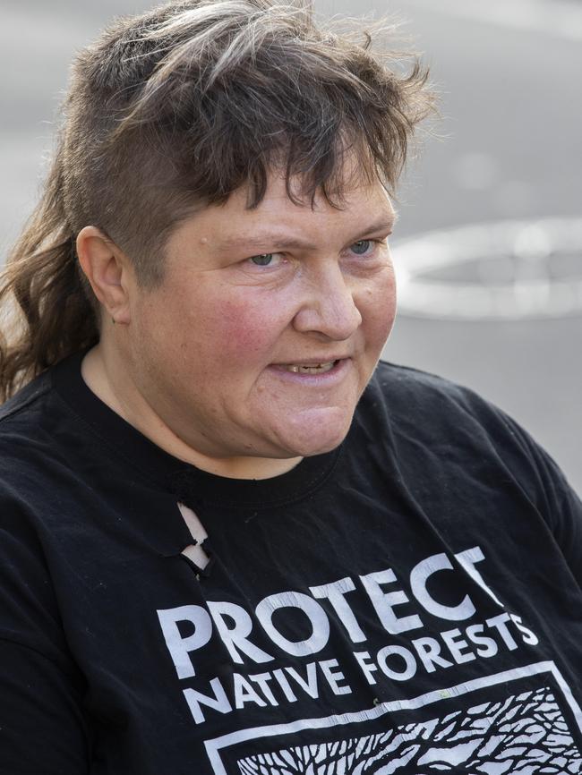 Colette Harmsen outside the Hobart Magistrates Court on Monday. Picture: Chris Kidd