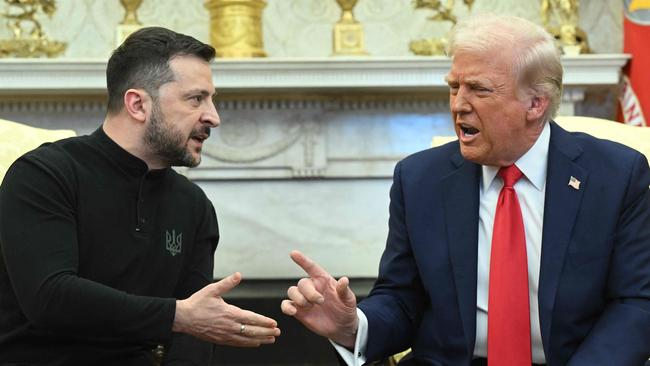 US President Donald Trump and Ukraine's President Volodymyr Zelensky meet in the Oval Office of the White House in Washington, DC, February 28, 2025. Zelensky on February 28 told Trump there should be 