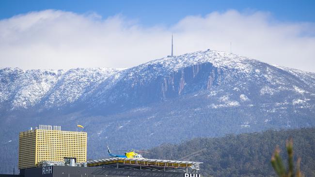 Snow on Mount Wellington. Picture: Richard Jupe