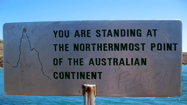 Sign at northern-most tip of Australian continent at Cape York Peninsula. Picture: Queensland Travel