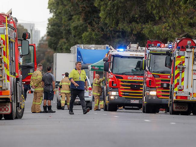 Fire crews from as far away as Geelong were called to help fight the fire. Picture: Ian Currie