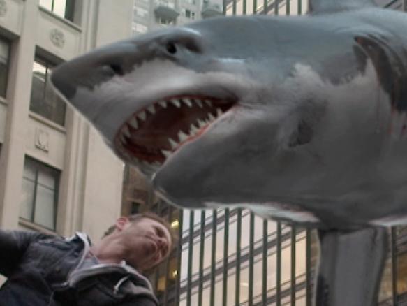 This photo released by Syfy shows Ian Ziering as Fin Shepard in a scene from the TV series, "Sharknado 2: The Second One." (AP Photo/Syfy)