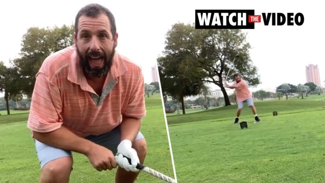 Adam Sandler recreates Happy Gilmore shot