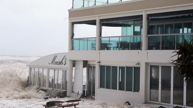 Ex Tropical Cyclone Oswald whipped up huge and dangerous seas across the Gold Coast. The Burleigh Beach Pavilion was damaged in 2013. Pics Adam Head