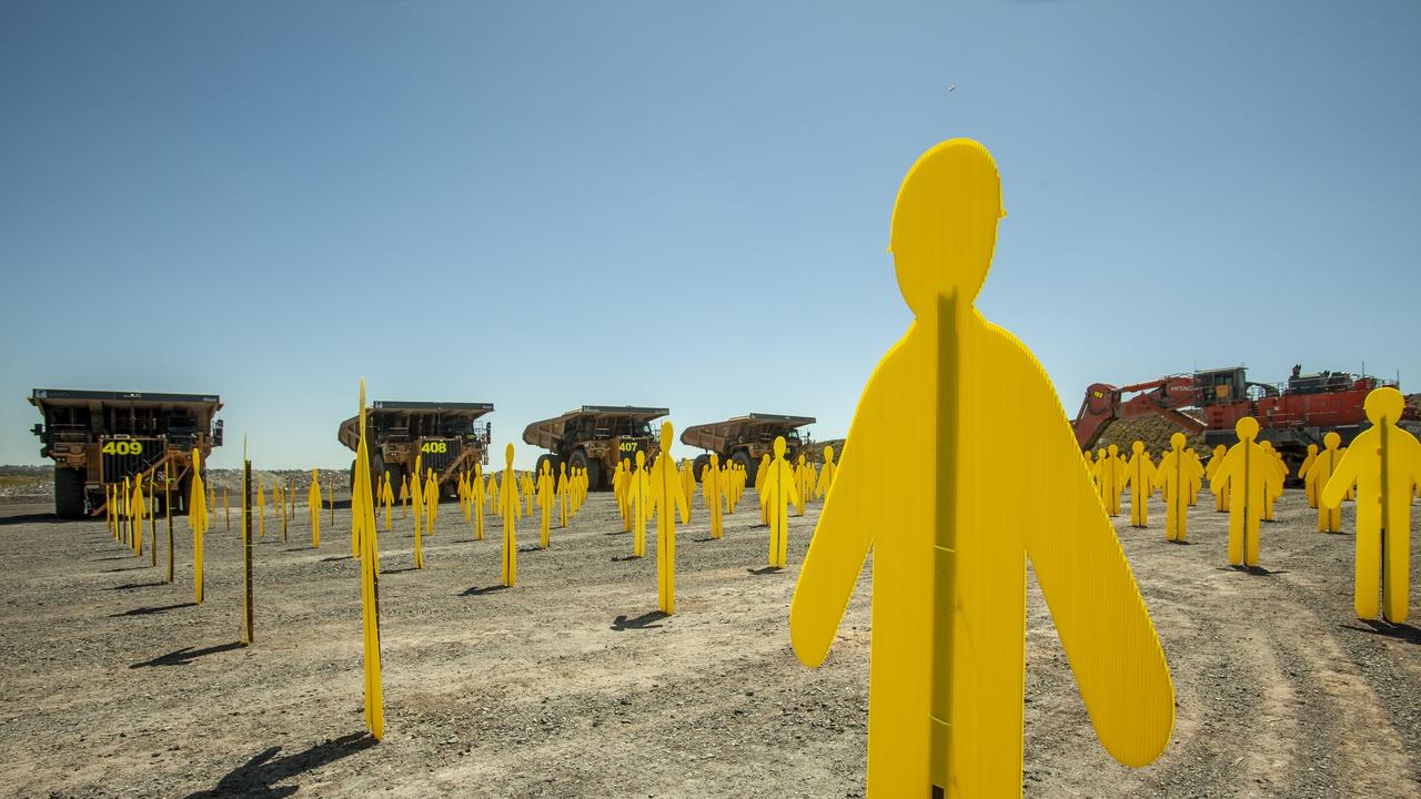 A cut-out figure for every job lost at the mine. pic David Martinelli