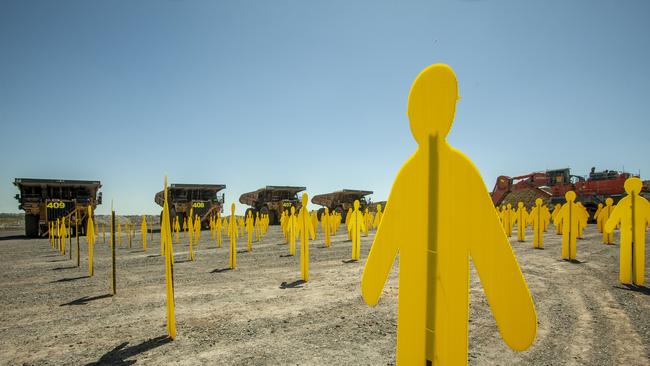 A cut-out figure for every job lost at the mine. pic David Martinelli