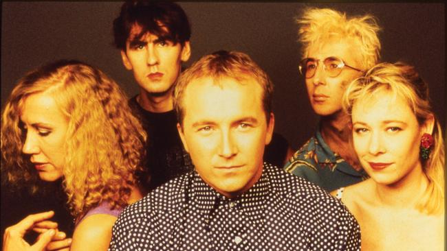 Amanda Brown (far right) as a member of indie pop band The Go-Betweens.