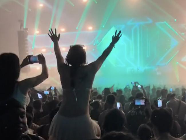 07/01/2024 Images from TikTok  videos posted from the Hardmission rave party at Flemington Racecourse on Saturday night . Picture TikTok