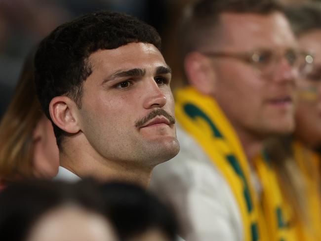 Nathan Cleary was in the stands for the Matildas’ game against Chinese Taipei. Picture: Paul Kane/Getty Images