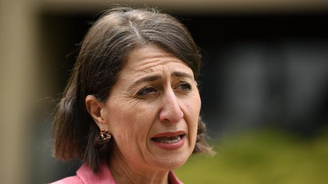 NSW Premier Gladys Berejiklian speaks to media at Parliament House in Sydney. Picture: NCA NewsWire/Joel Carrett