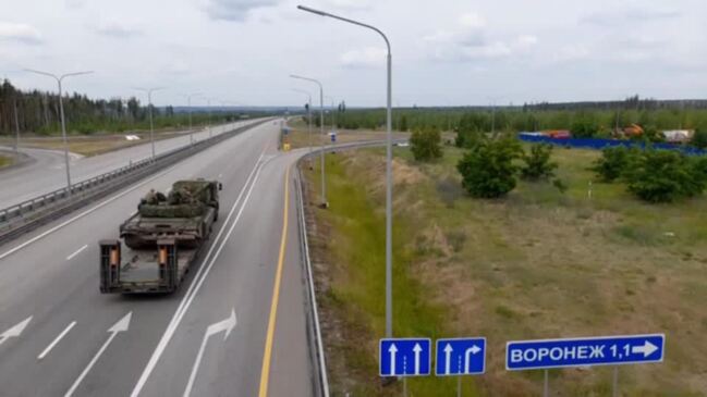 Wagner military column passes Voronezh in Russia