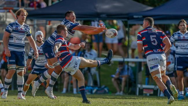 Action from the Australian Rugby Championships between Easts Sydney and Brothers at Crosby Park, 2025. Pic: Stephen Archer.