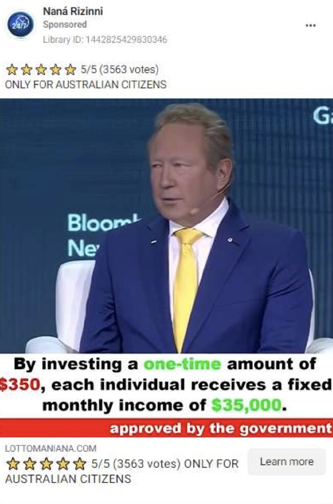 Andrew Forrest first alerted Meta to scams using his likeness across its platform in 2014.