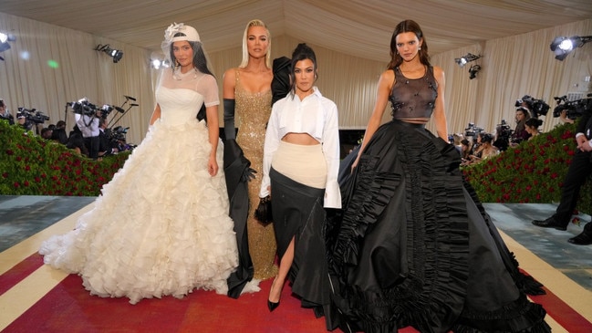 Left to right: Kylie Jenner, Khloe Kardashian, Kourtney Kardashian and Kendall Jenner at the Met Gala. Picture: Kezvin Mazur for the Met Museum/Vogue